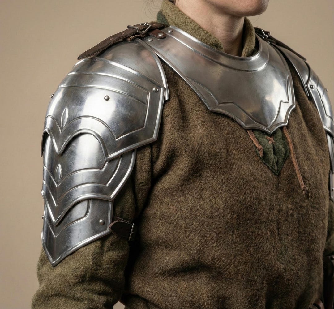 Medieval Women's Steel Pauldrons With Gorget, LARP Cosplay Armor Best ...