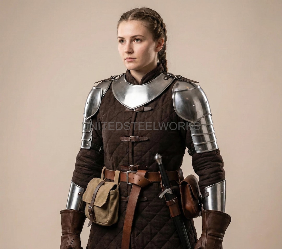 Medieval Women's Steel Pauldrons With Gorget, LARP Cosplay Armor - Etsy