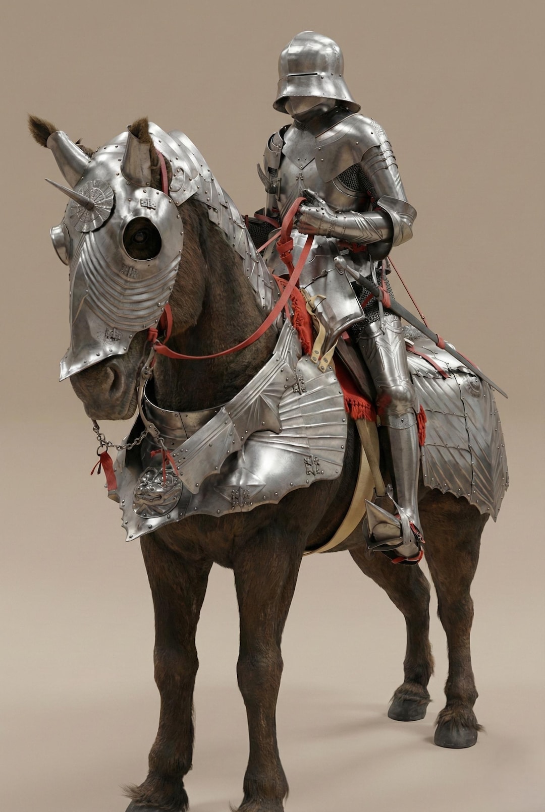 Medieval Knight & Armored Horse Wall Art | Sallet Helmet Knight Print ...