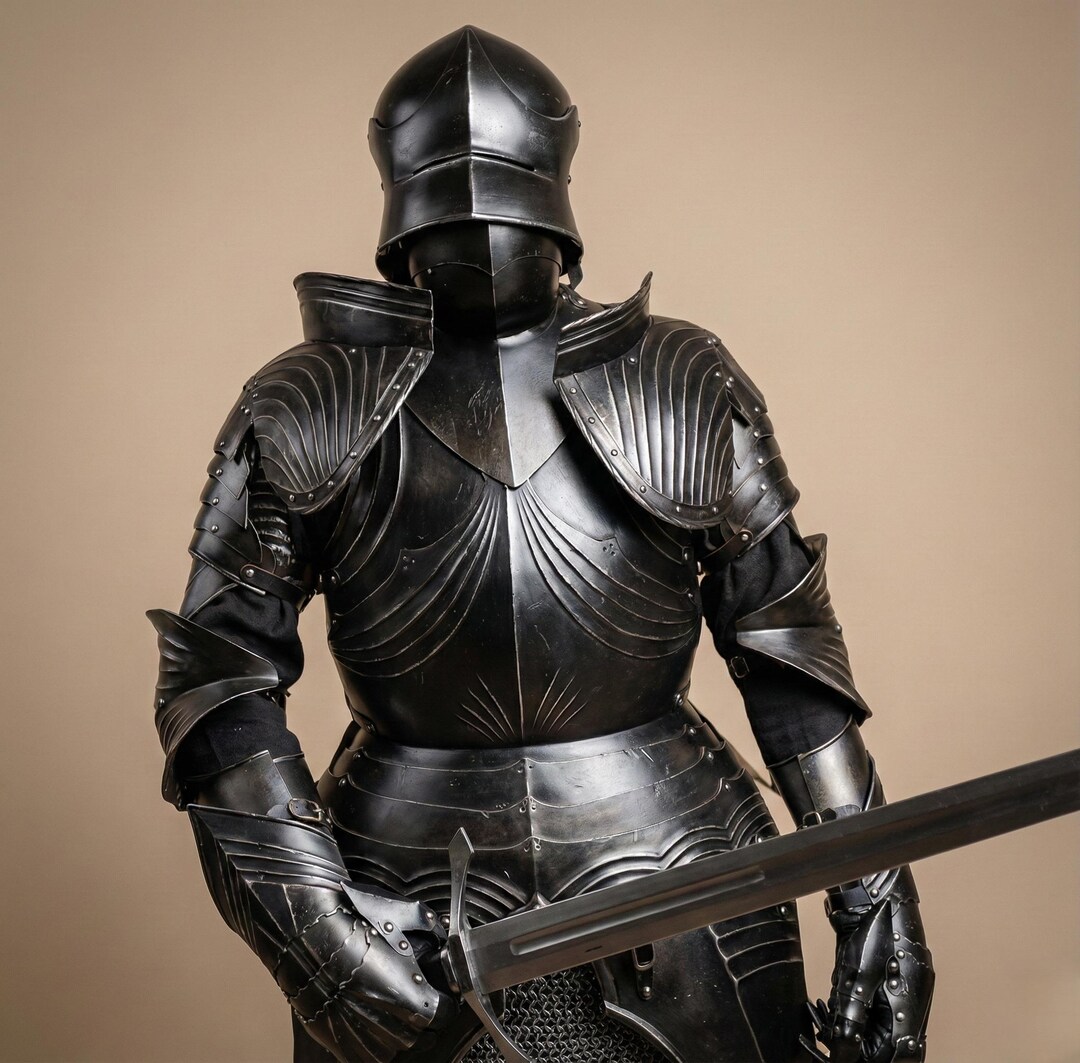 Gothic Knight Full Body Armor Suit - Medieval Dark Steel Warrior Gear ...