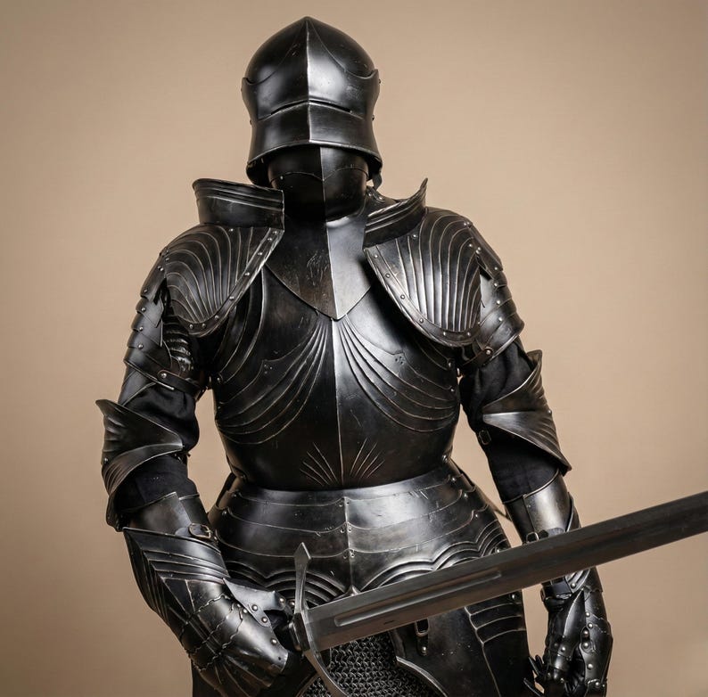 Gothic Knight Full Body Armor Suit - Medieval Dark Steel Warrior Gear ...