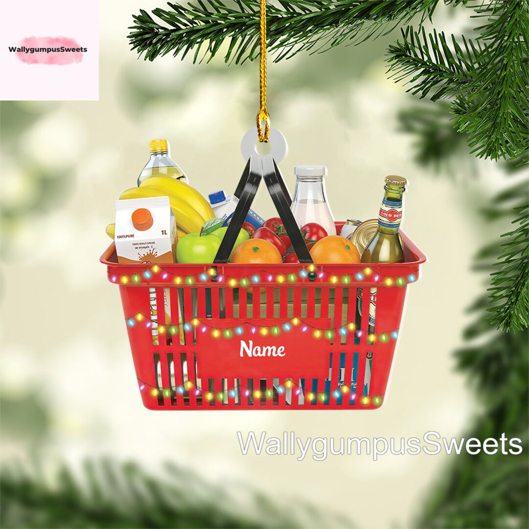 Shopping Market Basket Christmas Light Ornament Shopping Etsy