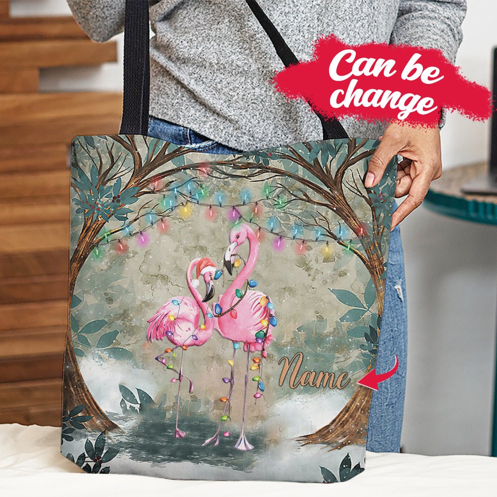 Flamingo Tote Bag Reversible Canvas Tote Bag With Flamingos 