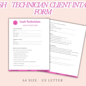 Lash Technician Client Intake Form: Editable Salon Template (A4 & US Letter)