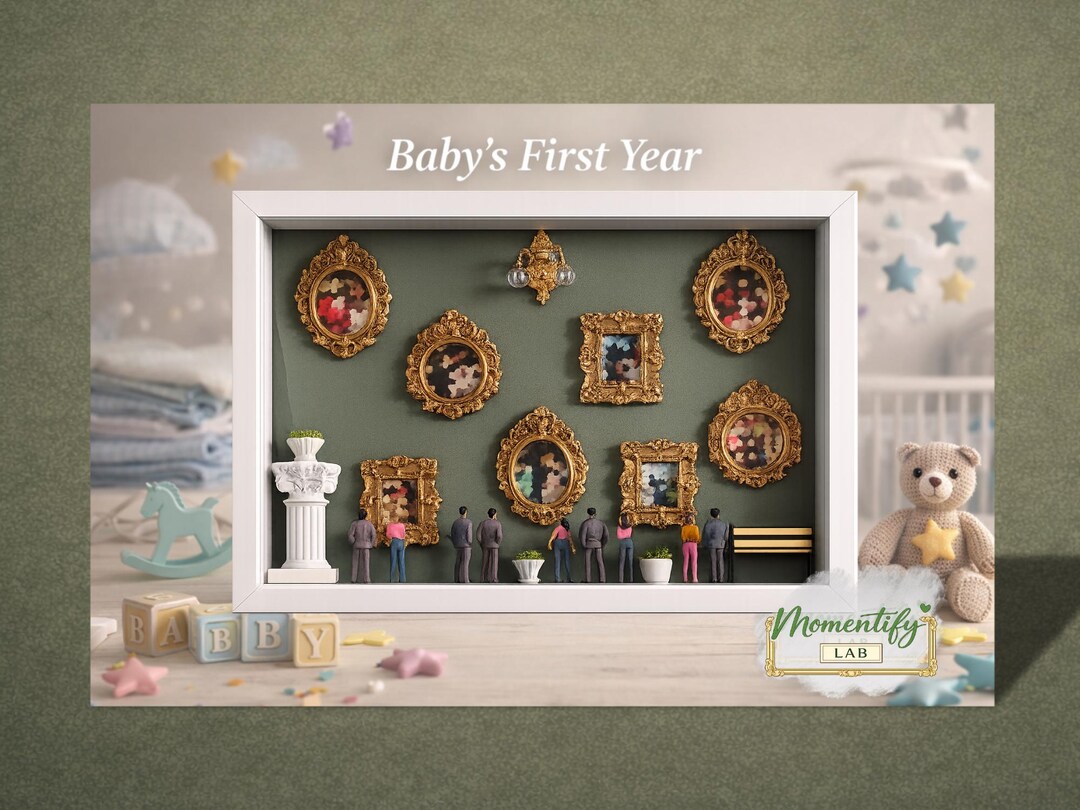 Baby First Year Memory Frame, Personalized Shadow Box Frame, New Baby ...