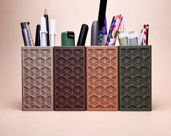 Japanese Asanoha Desk Organizer – Aesthetic Desk Storage for Pens, Pencils, Rulers, Tools, Brushes
