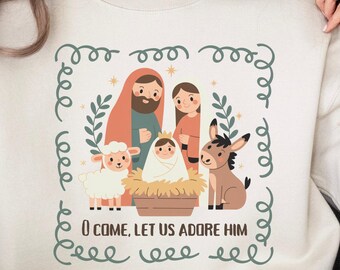 Cartoon Nativity Manger PNG Design | Cute Christian Clipart | Sunday School Christmas Craft PNG | Holiday Doodle Art | Digital Download