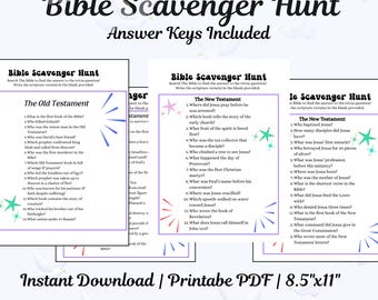 Bible Trivia Scavenger Hunt | Printable Bible Trivia Game | Sunday School Lesson | Kids Bible Study