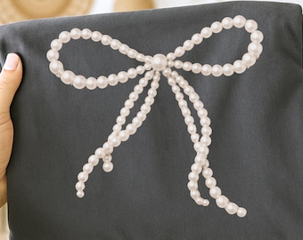 Pearl Coquette Bow PNG | Wedding Invitation Clipart | Preppy PNG for Birthday Invites Template | Trendy Faux Pearl PNG Clipart