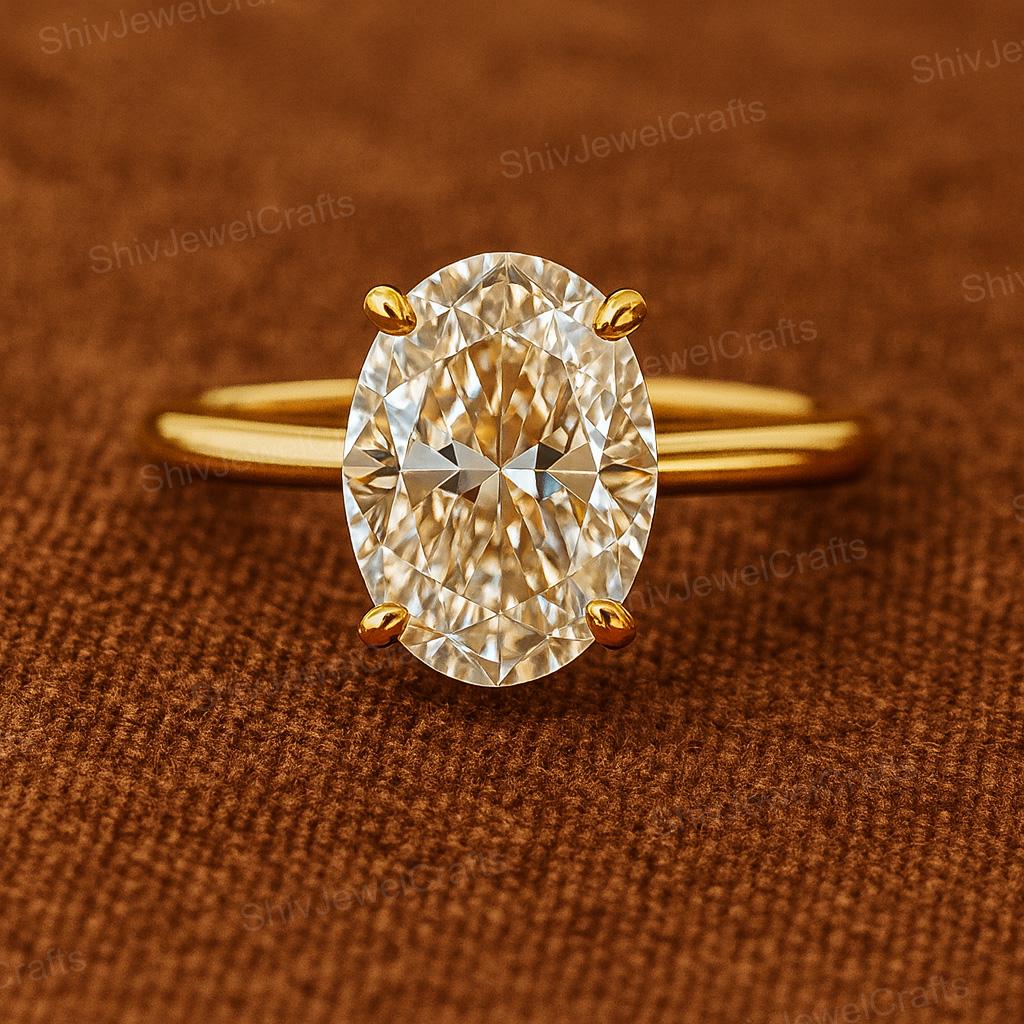 3CT Oval Cut Moissanite Engagement Ring, 14k Solid Gold Ring ...