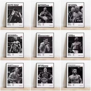 Black & White MMA Fighter Wall Art – Bold Canvas Print for Gym, Home Office, Man Cave, Boxing Room, Sports-Inspired Decor