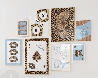Retro Leopard Gallery Wall Art Set: Girl Y2K Dorm Decor (Digital Download)
