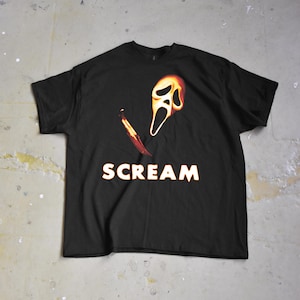 Ghostface Scream T-Shirt - 90s Horror Movie Tee - Vintage Halloween Shirt, Cult Slasher Film Apparel, Scary Movie Fan Gift