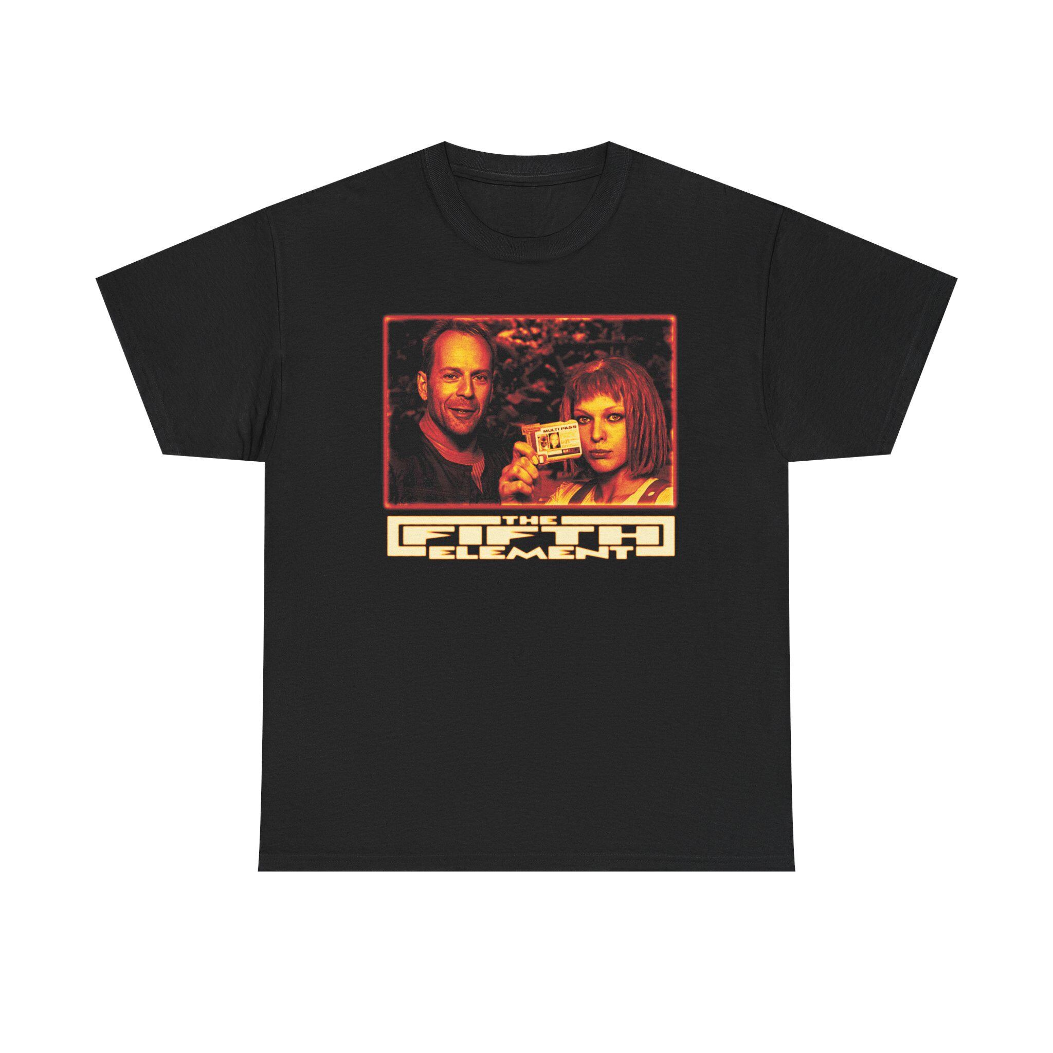 フィフス・エレメントTシャツ、90年代SF映画Tシャツ、ダメージ加工の