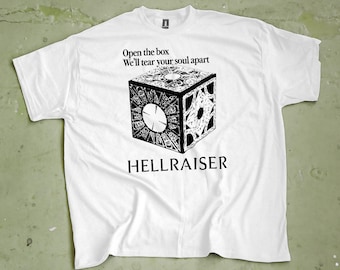 Hellraiser T-Shirt, Minimalist Pinhead Box Design, Cult Horror Movie Tee