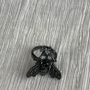Dior Black Metal Bee Ring