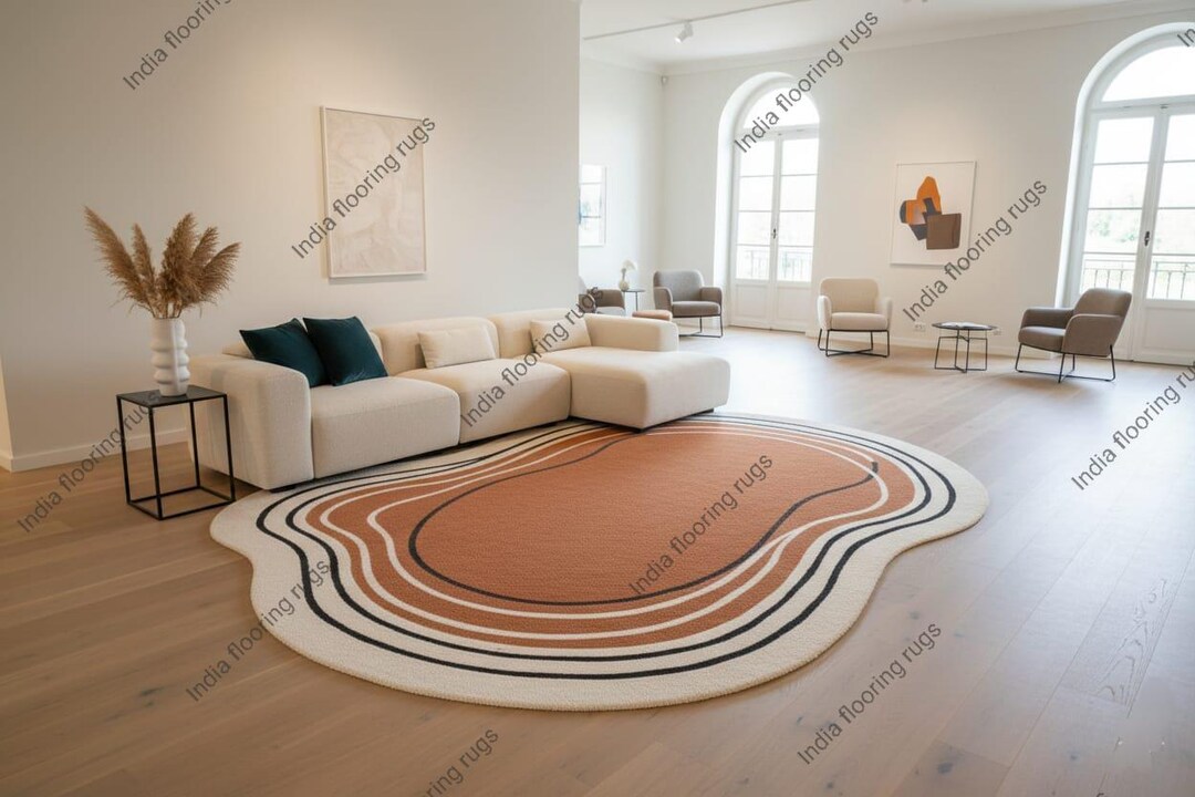 Terracotta Cream Modern Hand Tufted Rug 6x9 Ft | Handmade New Zealand ...
