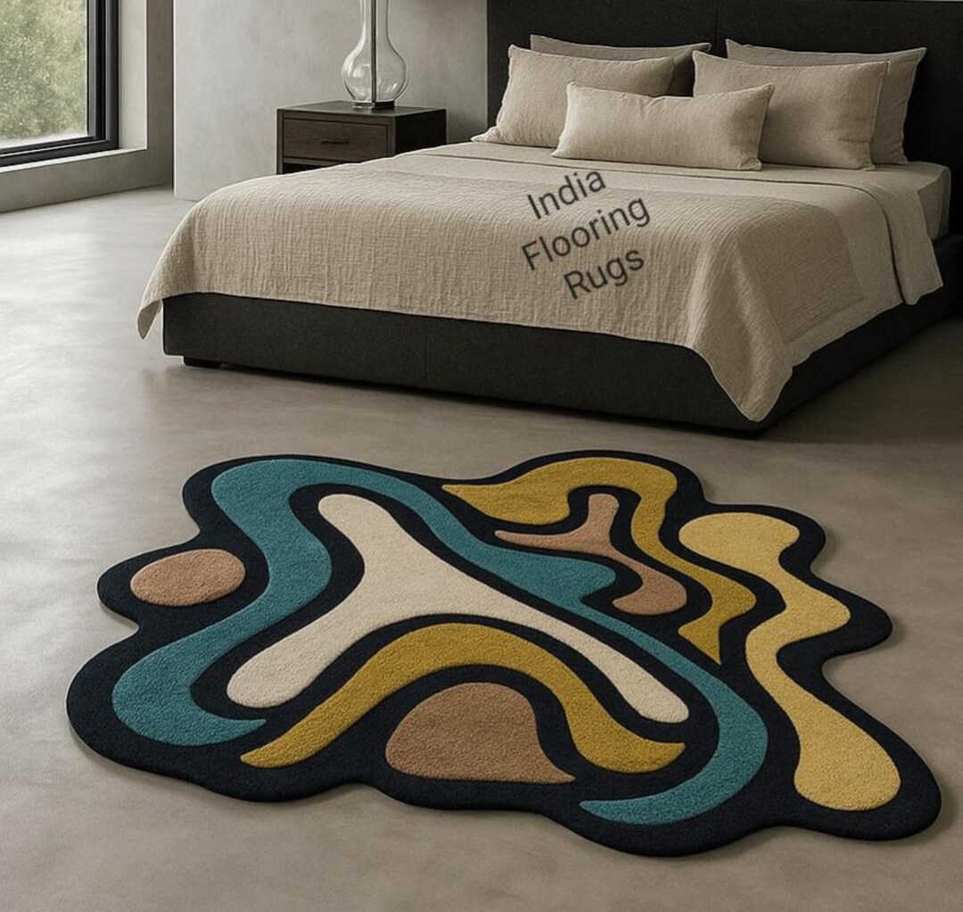 Abstract Organic Shape Rug | Modern Irregular Hand Tufted Area Rug ...