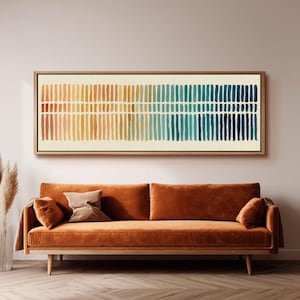 Aquarell Pinselstriche Druck, breite Panorama Leinwand, lange schmale gerahmte Kunst, große übergroße minimalistische Dekoration, über Bett / Sofa Kunst, Geschenkidee