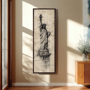 Statue of Liberty Canvas, Tall Vertical Wall Art, Vintage