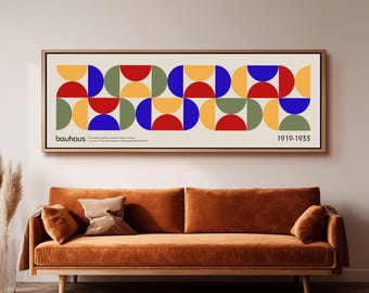 Mid Century Modern Abstract Wall Art, Retro Long Narrow Horizontal