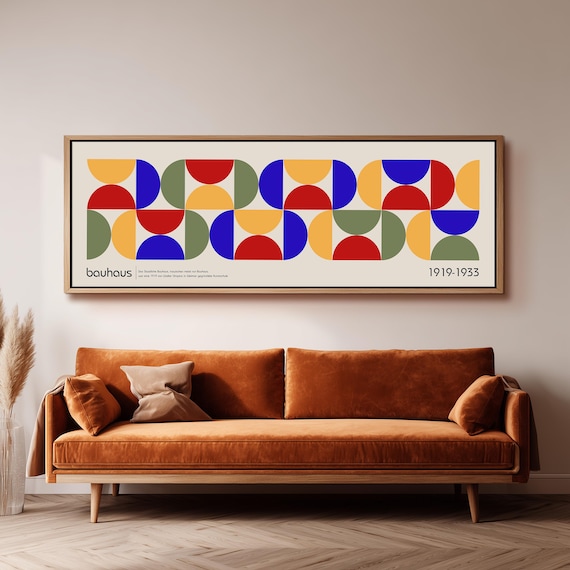 Mid Century Modern Abstract Wall Art, Retro Long Narrow Horizontal