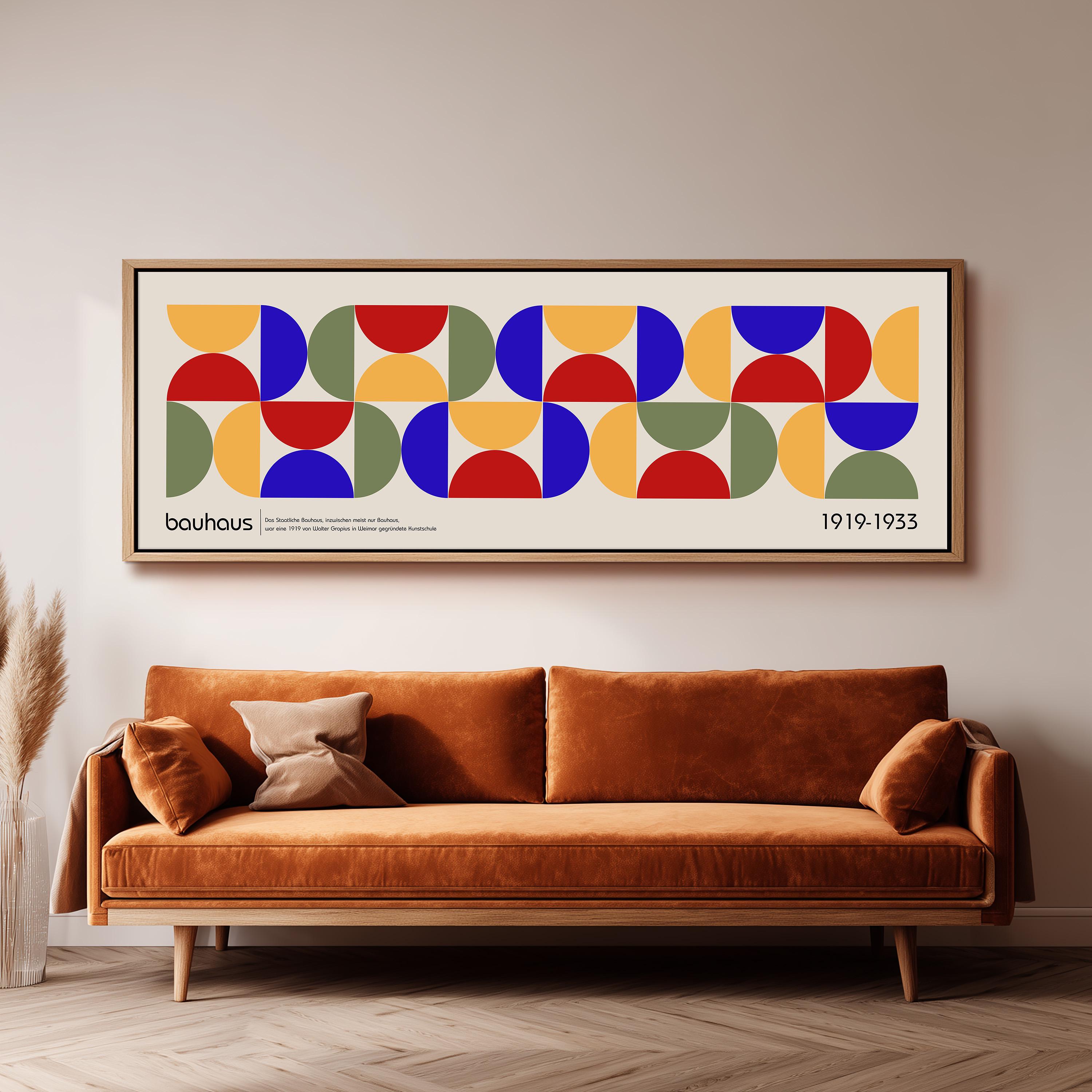 Mid Century Modern Abstract Wall Art, Retro Long Narrow Horizontal