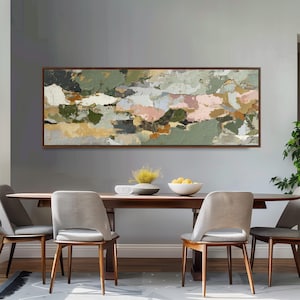 Abstract Cracked Paint Canvas, Wabi Sabi Minimalist Wall Art, Long Horizontal Framed Print, Wide Panoramic Decor, Earth Tone Textured Art
