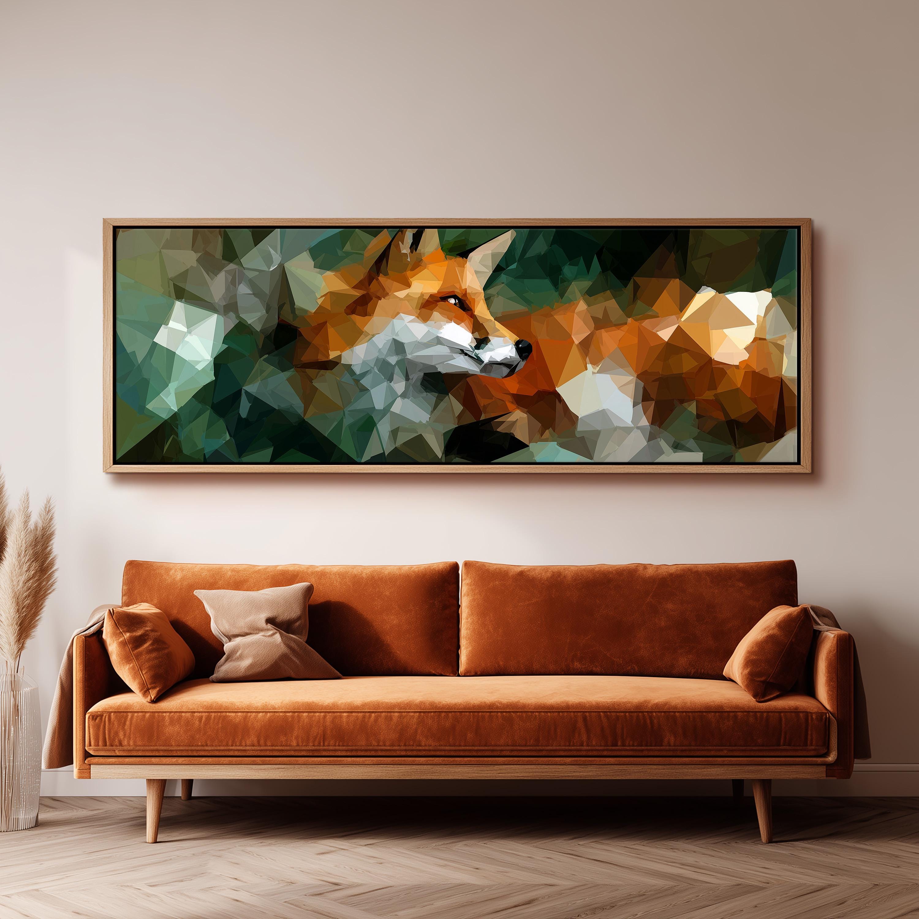 Abstract Fox Canvas Print, Wide Panoramic Wall Art, Long