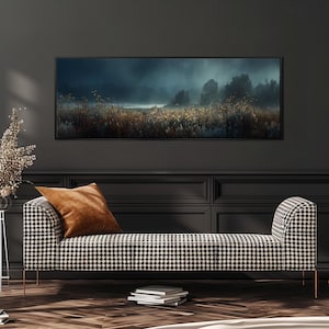 Wildflower Landscape Wall Art, Long Horizontal Wall Art, Wide Panoramic Canvas, Large Oversized Art Print, Above Sofa Decor, Living Room Art