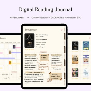 Hyperlinked Digital Reading Journal Planner PDF - for Goodnotes, Notability, iPad etc