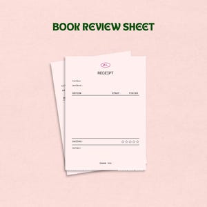 Printable Pink Book Review Log Page A6 Reading Tracker Digital Downloadable Templates Set Bookish Gifts Reading Stationary | Booktok