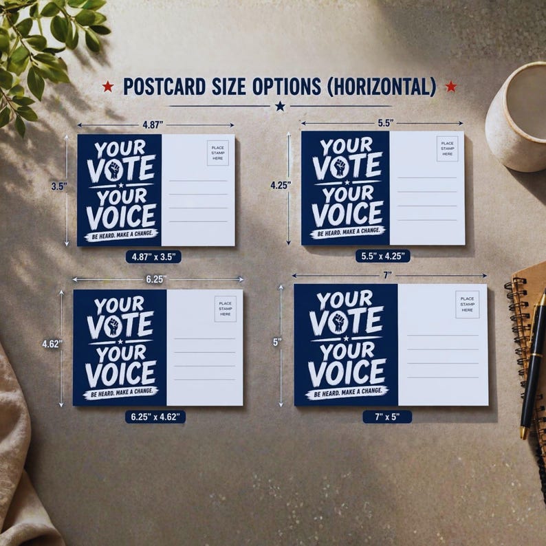 Voting Rights Postcards Your Vote Your Voice Postcards, Voters Postcards USA, GOTV Postcard ...