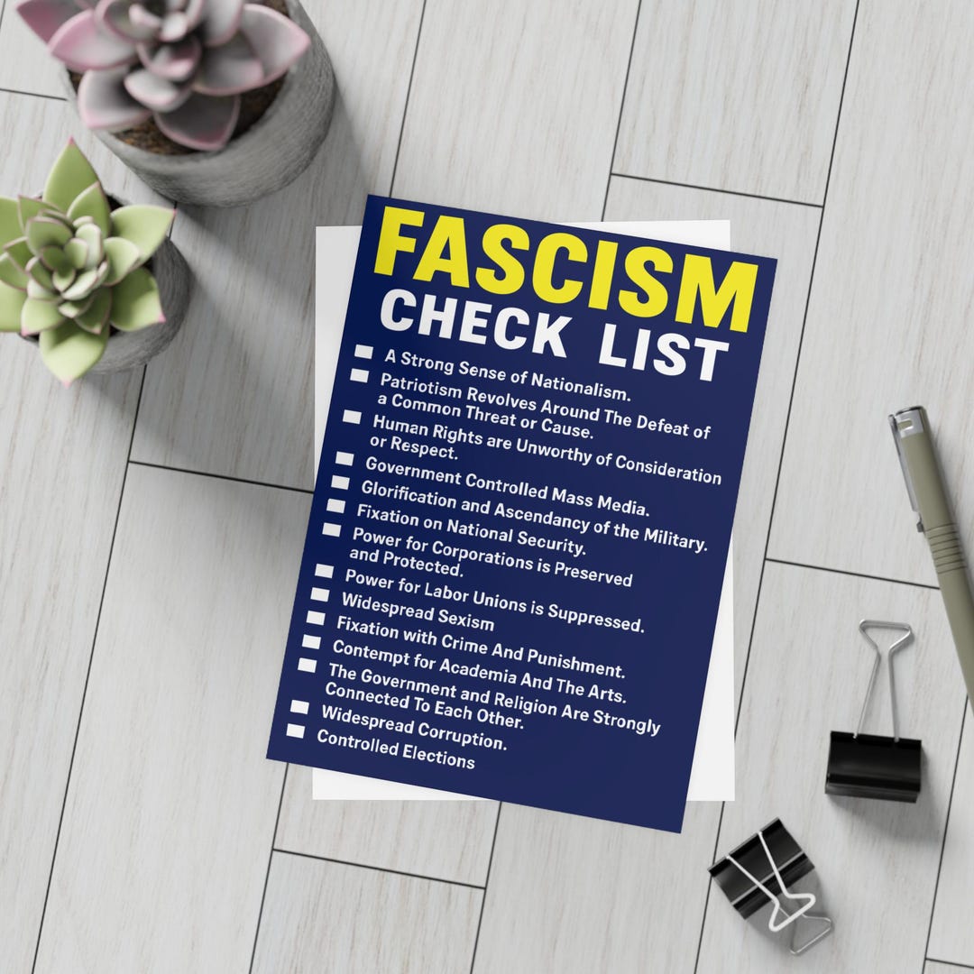 Protest March Checklist.pdf Fascism Checklist Postcard | Anti Trump Political Protest Card | Anti ...