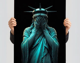 Weeping Statue of Liberty Protest Sign: Anti-Racism, Democracy (Digital Download)