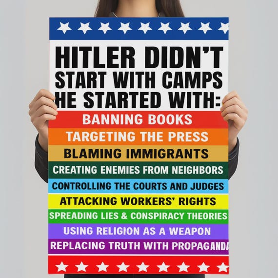 Anti Fascism Protest Poster, Fascism Warning Sign, Anti-Trump No Kings Pro Democracy Activist Print, Political Wall Art 2026