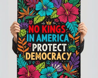 Protect Democracy-poster: No Kings Rally Sign, Activist Art (digitale download)