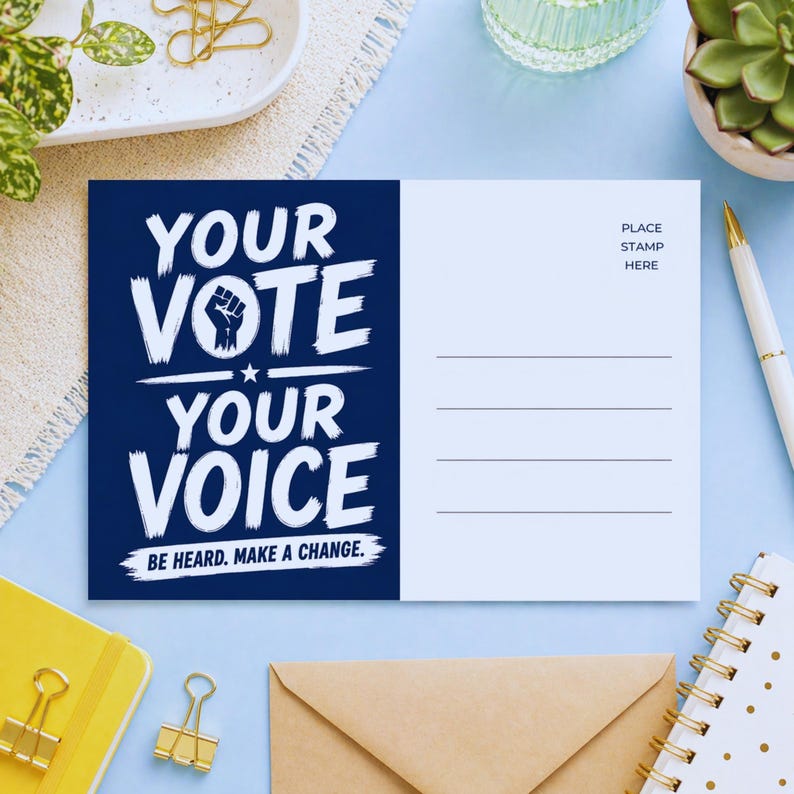 Voting Rights Postcards Your Vote Your Voice Postcards, Voters Postcards USA, GOTV Postcard ...