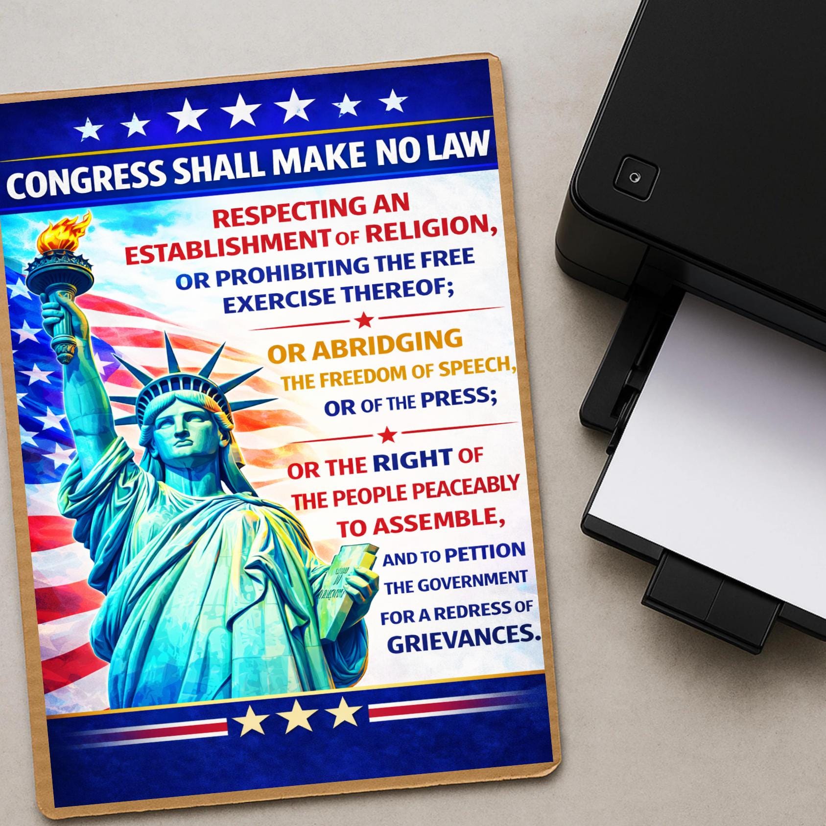 First Amendment Poster, US Constitution Free Speech Poster, Pro ...