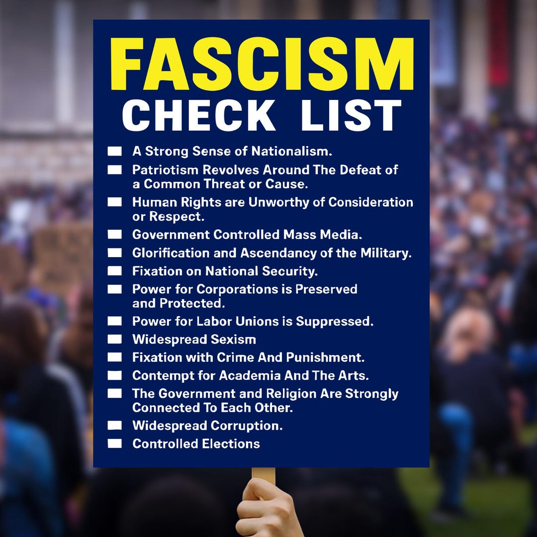 Protest March Checklist.pdf Fascism Checklist Protest Sign | Anti Trump Digital Poster | Anti ICE ...