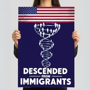 Descended from Immigrants Protest Poster – Anti-Trump Anti-ICE March Sign – Immigrant Rights Digital Art – Printable Rally Poster Download