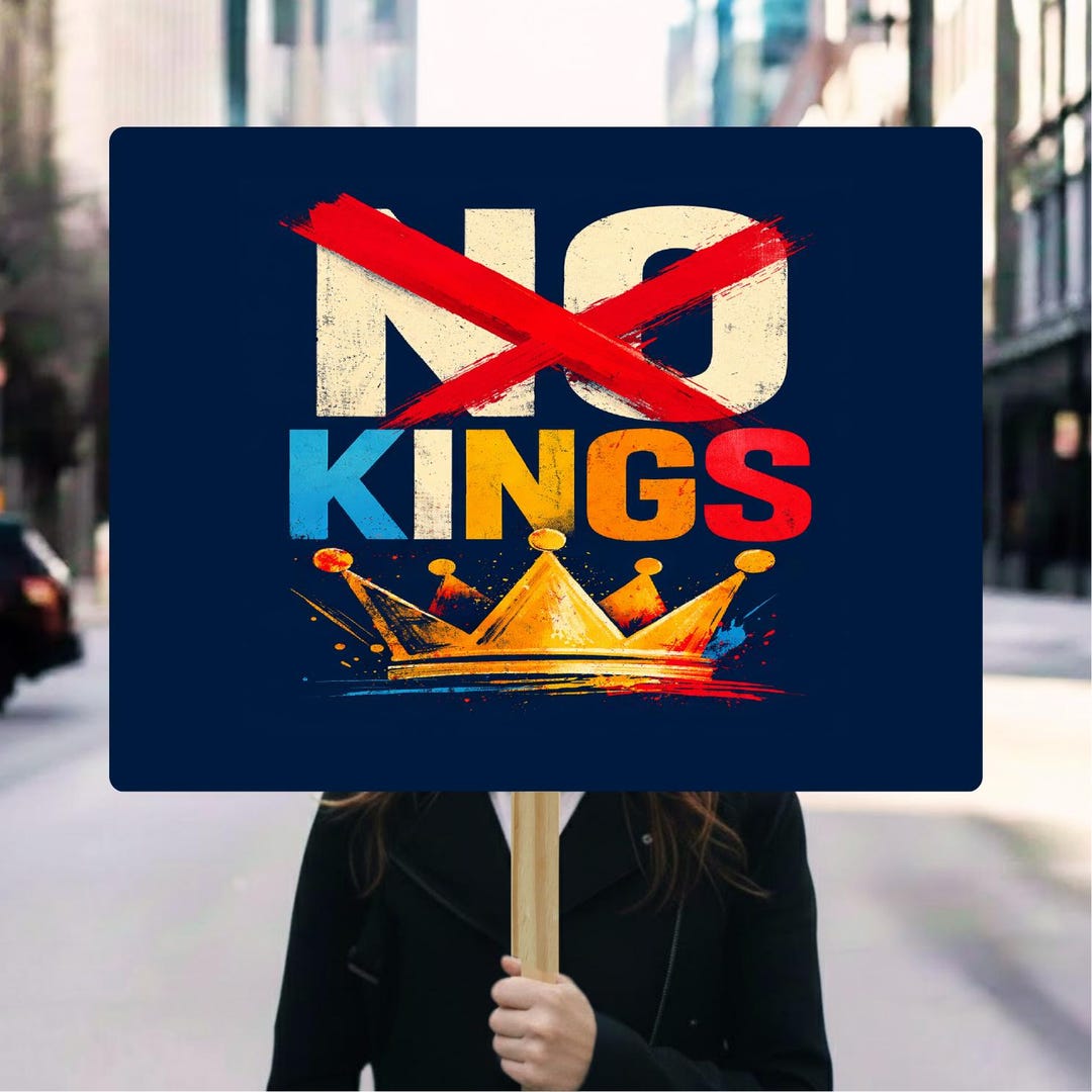 No Kings Protest Sign With Handle, Anti Trump Rally Sign, Political ...