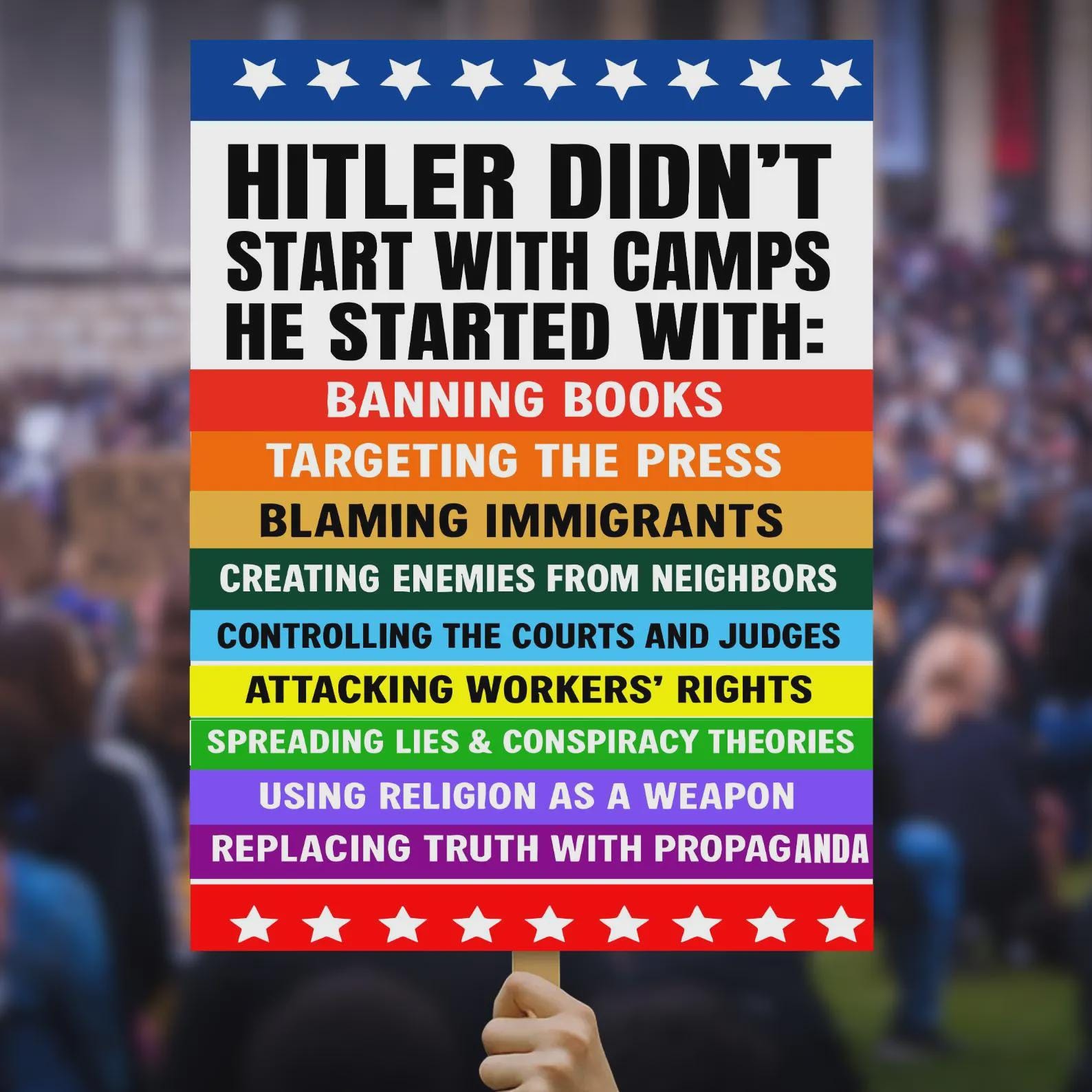 Discover Anti Fascism Protest Poster, Fascism Warning Sign, Anti-Trump No Kings Pro Democracy Activist Print, Political Wall Art 2026