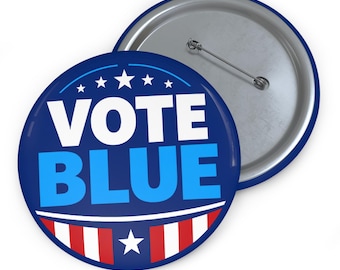 Vote Blue Pin Button, Anti Trump Political Pin Button, Democrat Protest Badge, Voting Rights Activist Rally Gift