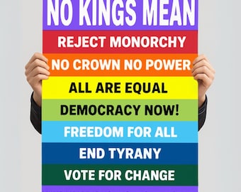 No Kings Mean Protest Sign: Democracy Now Rally Art (Digital Download)