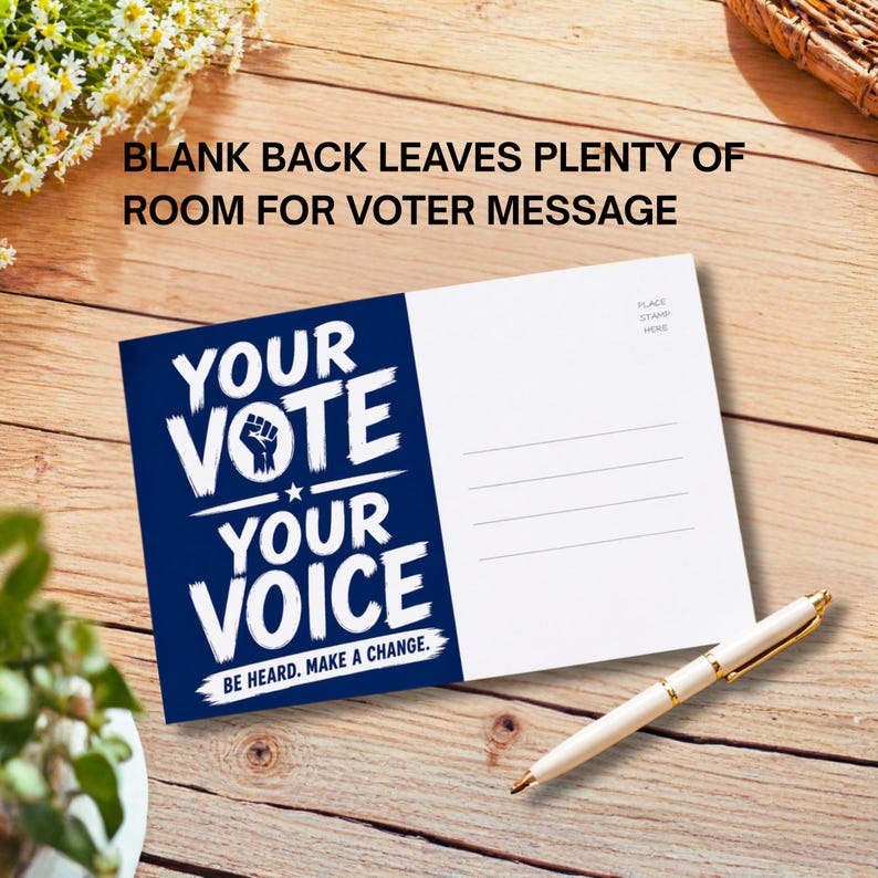 Your Vote Your Voice Postcards, Voters Postcards USA, GOTV Postcard ...