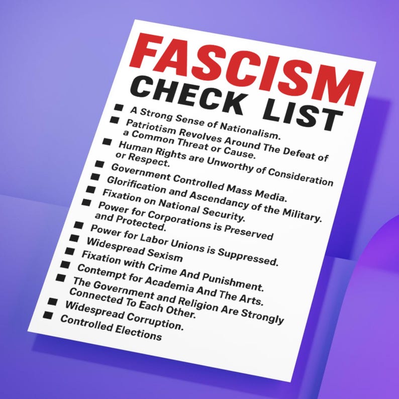 Protest March Checklist.pdf Fascism Checklist Protest Poster: Anti-authoritarian Activist Sign ...