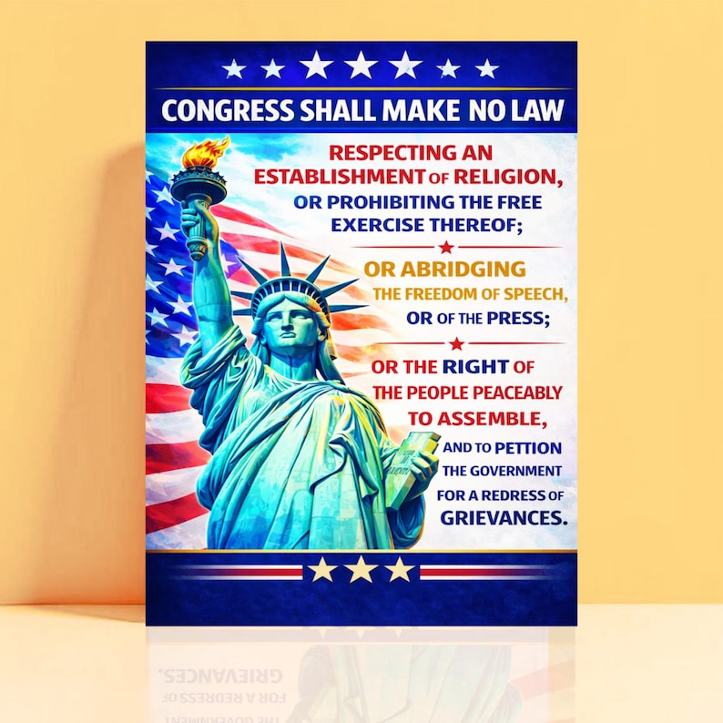 First Amendment Poster Digital Download, US Constitution Free Speech ...