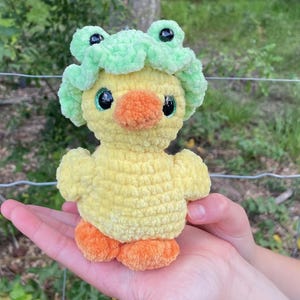 Ducky with Frog Hat Handmade Crochet Plush Toy