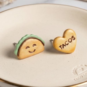 Taco Stud Earrings | Realistic Mexican Food Earrings | Handmade Polymer Clay | Hypoallergenic Jewelry